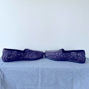 TOMS Size 11. Black with glitter flats